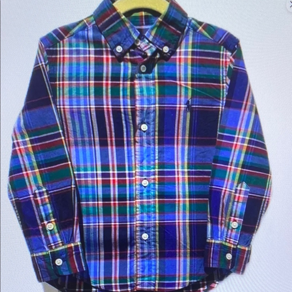 Ralph Lauren Blue and Green Button Down Shirt Classic Plaid